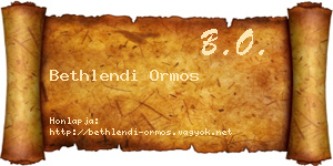 Bethlendi Ormos névjegykártya